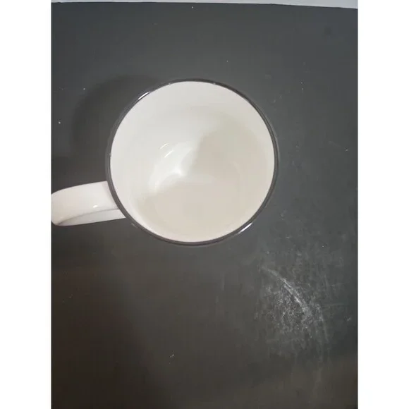 Threshold Initial ‘D’ Coffee Mug Black On White Gold Accent Black Rim Excellent - Picture 7 of 8